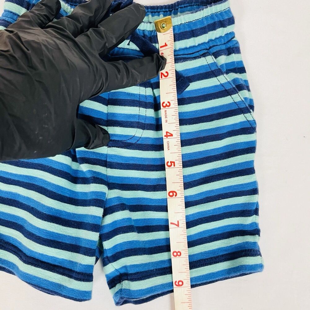 Hanna Andersson Baby 3 Pc Outfit Set 12-18M 75cm Blue Green Striped Shorts - Picture 10 of 13